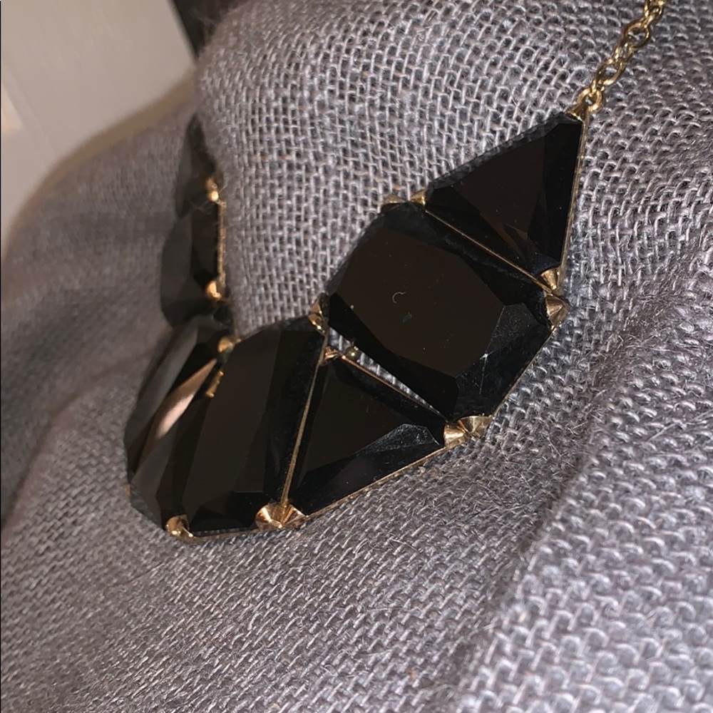 Black Geometric Collar Bib Statement Necklace - image 2